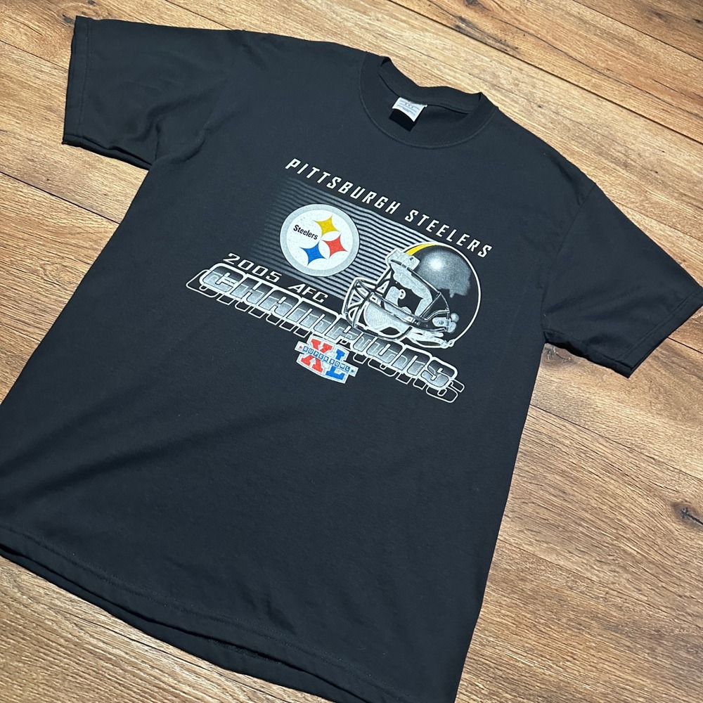Vintage Jerzees Black Pittsburgh Steelers Shirt Mens Medium